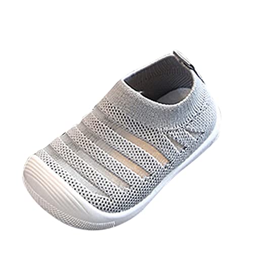 CreoQIJI Schuhe Damen Winter Sommer- und -süße Mädchen-Turnschuhe, die gewebtes Mesh-atmungsaktives, flaches, einfarbiges Slip-on-Bequem sind Mädchen Sneaker 31 (Grey, 21 Infant) von CreoQIJI