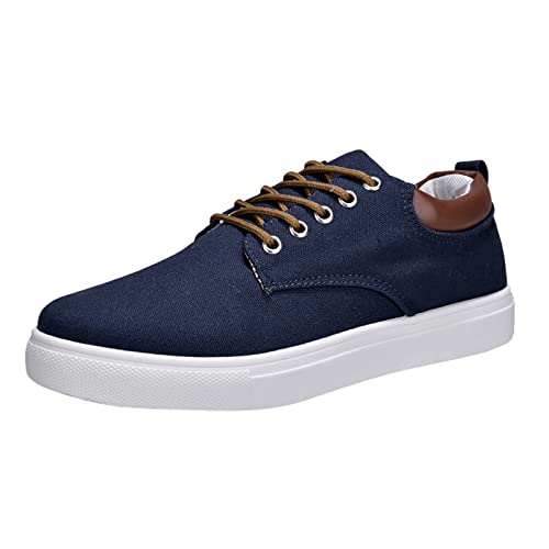 CreoQIJI Schuhe Herren Schwarz Rot Männer Low Top Canvas Wanderschuhe schnüren Mode Turnschuhe Freizeitschuhe Joggingschuhe Herren Schuhe Schwarz (Blue, 40) von CreoQIJI