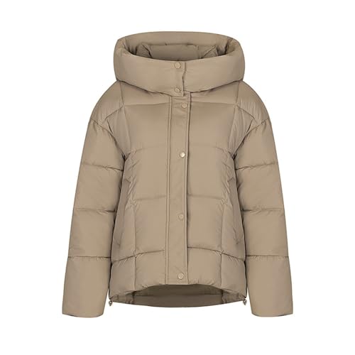 CreoQIJI Steppjacke Damen Lang Steppmantel Kurze Oversize in Daunenoptik leichte Übergangsjacke mit Reißvers, Einfarbig Blau Schwarz Winterjacke warm mit Abnehmbarer Kapuze Wattierung von CreoQIJI