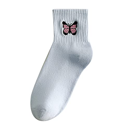 CreoQIJI Stützstrümpfe Damen 70 Den Strick Overknees Damensocken aus reiner Baumwolle, Mode-Schmetterling, bestickte Strümpfe, Sportsocken Damensocken 39-42 Socken 29 30 Jungen von CreoQIJI