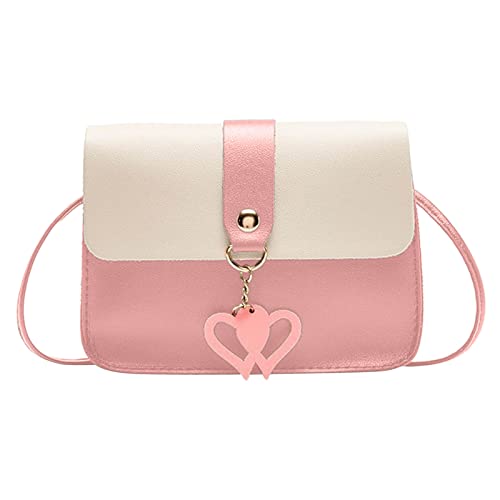 CreoQIJI Taschen Damen Groß Shopper Stoff Umhängetasche für Damen, modischer herzförmiger Anhänger, neues Muster, praktische Schnalle, einfacher und verstellbarer Schultergurt, Kurze (RD2, One Size) von CreoQIJI