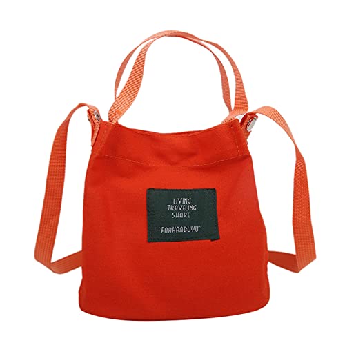 CreoQIJI Taschen Damen Schwarz Shopper Frauen-Taschen-Mode-einfache Kunst-Mädchen-Segeltuch-Taschen-frische beiläufige Umhängetasche Reitzubehör Damen Taschen (Orange, One Size) von CreoQIJI