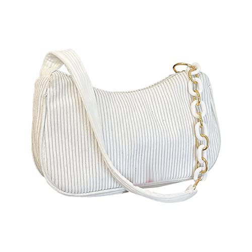 CreoQIJI Taschen Pussy Einfache, lässige Flanell-Einzelschulter-Umhängetasche für Damen Taschen Aus Jeansstoff (White, One Size) von CreoQIJI