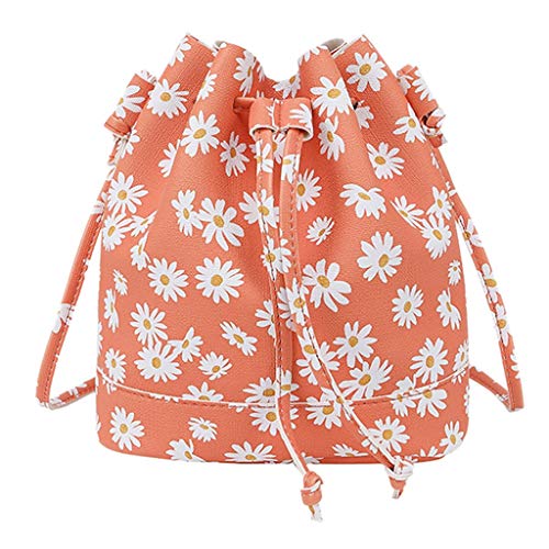 CreoQIJI Taschen Set Damen Groß Mode Women Color Flower Crossbody-Umhängetasche Handtasche Zwei Taschen Fahrradtasche (Orange, One Size) von CreoQIJI