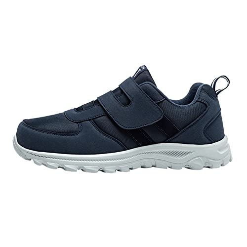 CreoQIJI Turnschuhe Herren Schuhe Couple Models Herren mittleren Alters und ältere Menschen, leichte und Bequeme, rutschfeste Klettverschluss-Walking-Sportschuhe Basics Herren Sneaker (Dark Blue, 45) von CreoQIJI