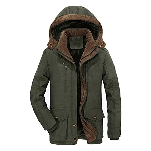 CreoQIJI Winterparka Herren Jacke Slim Fit Flanelljacke Revers | Baumwolle Winter Militär Jacke Männer Outdoorjacke übergröße mit Taschen Zipjacke Outdoor Bomberjacke Übergangsjacke XXL-6XL von CreoQIJI