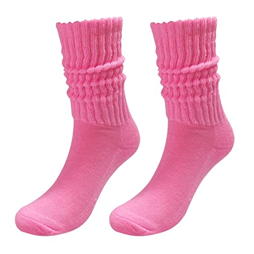 Herren Business Tennissocken Schwarz 39-42 Socken Einfarbige Crew-Socken Bunte, leichte Sportsocken aus Baumwolle Strumpfhosen Damen Schwarz Männer Strümpfe Schwarz (Hot Pink, One Size) von CreoQIJI