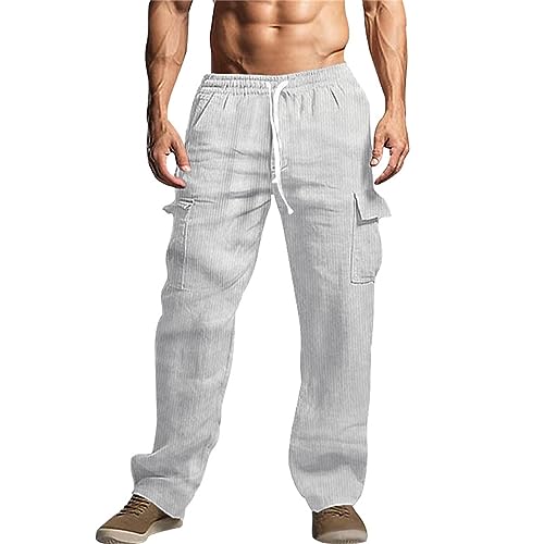 Jogginghose Herren Lange Beine Chino Hose Herren Slim Fit Schwarz Hosen Herren Cargohosen MilitäR Anzughose Herren Grau Kariert M L XL XXL 3XL von CreoQIJI