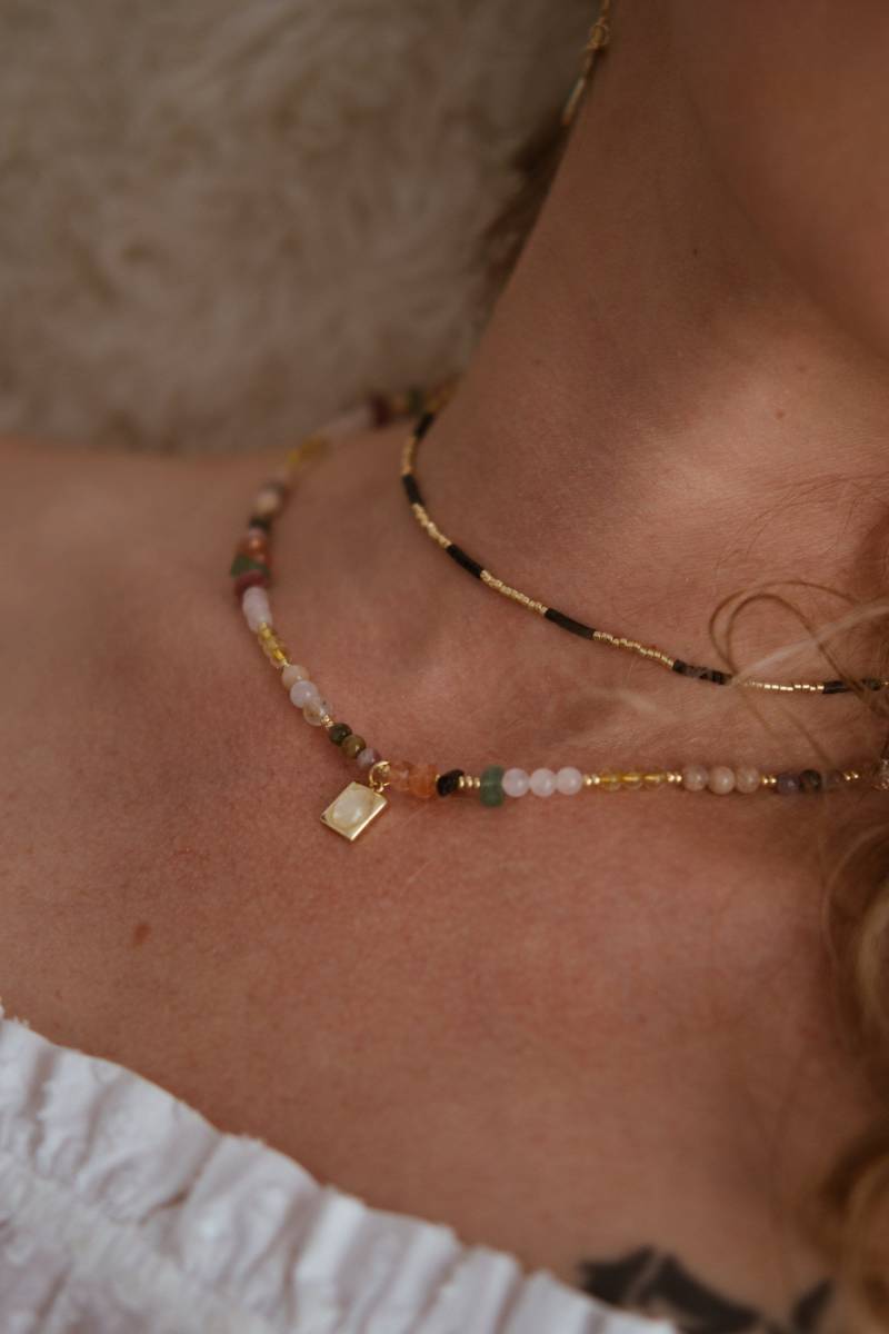 Perlen Edelstein Charme Halskette | Edelstein Regenbogen Kristall Halskette, Geschenke Für Sie, Wassermelone Turmalin Mondstein Schmuck von CreoleCharmJewellery