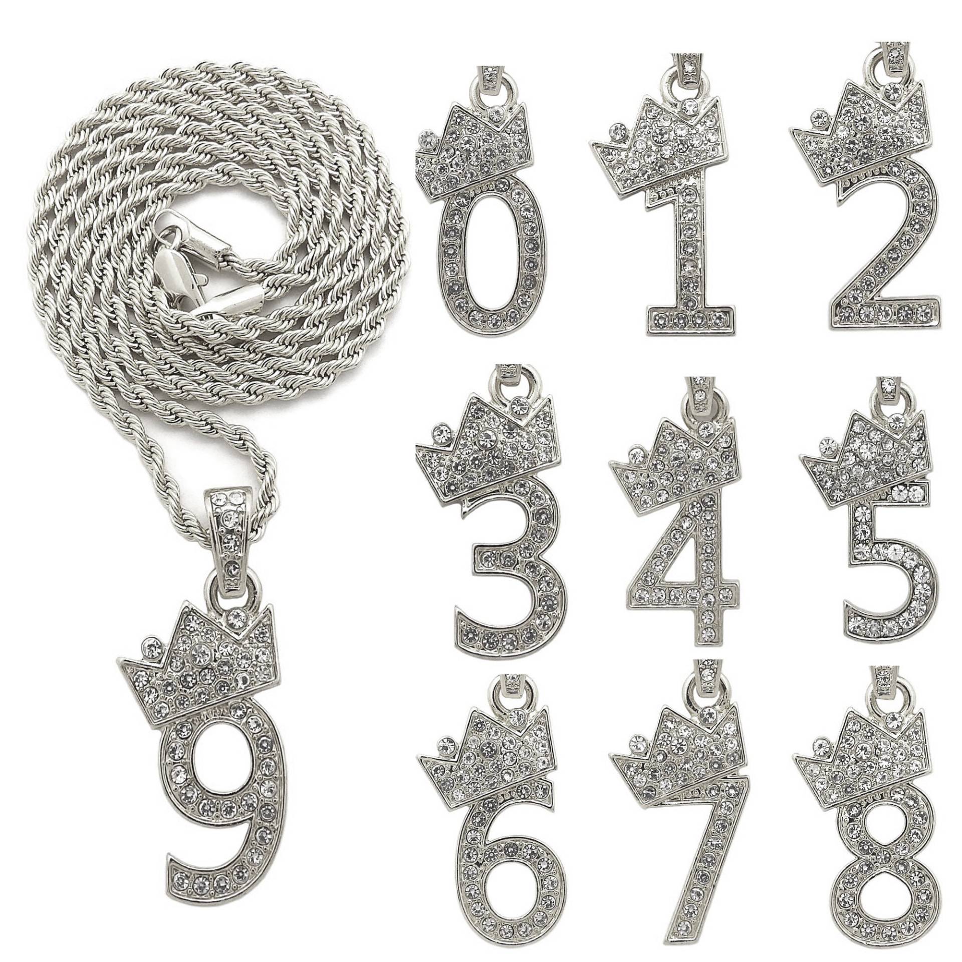 Ice Out Number 1 Bis 9 Kronenanhänger 2 Mm Seilkette Modeschmuck Silberfarben Ice Out Number 1 Bis 9 Kronenanhänger 2 Mm Seilkette Modeschmuck Silberfarben von CrescendoSJ