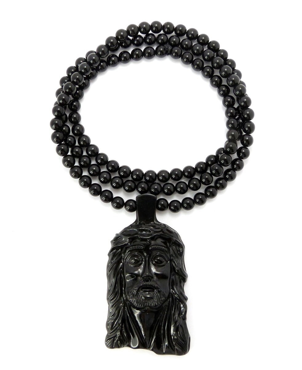 Neue Jesus Gesicht Anhänger 8 Mm Kunststoff Perle Kette Hip Hop Mode Halsketten Neue Jesus Gesicht Anhänger 8 Mm Kunststoff Perle Kette Hip Hop Mode Halsketten von CrescendoSJ
