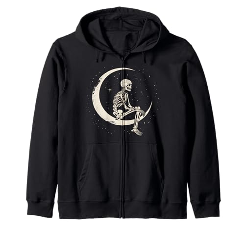 Skelett Mond Goth Halloween Kostüm Damen Mädchen Kinder Herren Kapuzenjacke von Crescent Moon Celestial Night Design Halloween