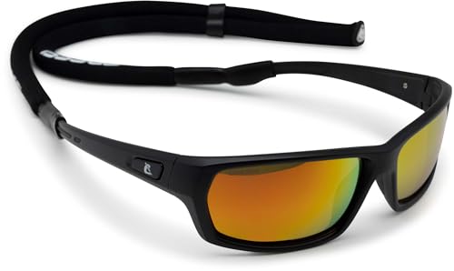 Cressi Unisex Bill W/Lace Sunglasses, Schwarz/Verspiegelte Gläser Orange, Standard von CRESSI