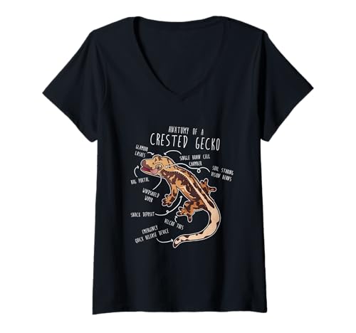 Damen Crested Gecko Love: Niedliches und schrulliges Reptil T-Shirt mit V-Ausschnitt Damen Crested Gecko Love: Niedliches und schrulliges Reptil T-Shirt mit V-Ausschnitt von Crested Gecko Lover