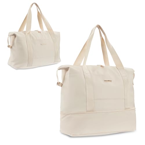 Cretosou Handgepäck Reisetasche Groß, Damen Weekender Bag Groß Handgepäck Tasche Sporttasche Camping Tasche Yoga Taschen, Ryanair Handgepäck Expandierbares Reisegepäck für Reise Gym Flugzeug 24.5L-34L von Cretosou