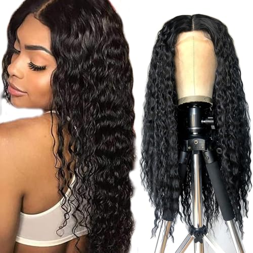 Creuost 32 Inch Kinky Curly 4X1 Lace Frontal Human Hair Wig Swiss Spitze Echthaar Perücke haarspangen damen Unprocessed Brazilian Virgin Hair Pre Plucked With Natural Hairline 1b Natural Black von Creuost