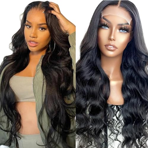 Creuost Echthaar Perücke 4x4 Transparente Spitze vorne Body Wave Lace Front Human Hair Wig Perücke Brazilian Virgin Hair No Tangle No Shedding For Women 1B Natural Black 34 Inch Creuost Echthaar Perücke 4x4 Transparente Spitze vorne Body Wave Lace Front Human Hair Wig Perücke Brazilian Virgin Hair No Tangle No Shedding For Women 1B Natural Black 34 Inch von Creuost