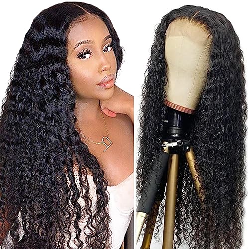 Creuost Echthaar Perücke Water Wave 4X1 Swiss Spitze Lace Frontal Human Hair Wig haarspangen damen Unprocessed Brazilian Virgin Hair Pre Plucked With Natural Hairline 1b Natural Black 18 Zoll von Creuost