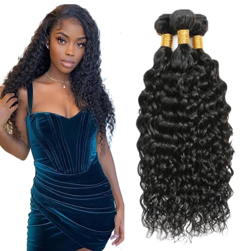 Creuost Water Wave Human Hair Bundles Menschliches Haar Brasilianisches Echthaar #1B Natural Black Brazilian Virgin Hair Extensions Weave 3 Bundles Total 300g für Young Frauen 18 20 22 Zoll Creuost Water Wave Human Hair Bundles Menschliches Haar Brasilianisches Echthaar #1B Natural Black Brazilian Virgin Hair Extensions Weave 3 Bundles Total 300g für Young Frauen 18 20 22 Zoll von Creuost
