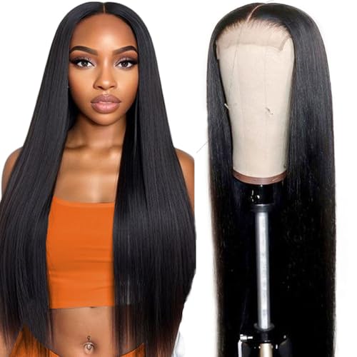 Echthaar Schwarz Perücke Frauen 4x1 Transparente Spitze vorne 150% Dichte Straight Wig Brazilian Remy Unprocessed Human Hair Wig #1B Black Natural Wig 4x4 Lace Frontal Wig Human Hair 34 Zoll Echthaar Schwarz Perücke Frauen 4x1 Transparente Spitze vorne 150% Dichte Straight Wig Brazilian Remy Unprocessed Human Hair Wig #1B Black Natural Wig 4x4 Lace Frontal Wig Human Hair 34 Zoll von Creuost