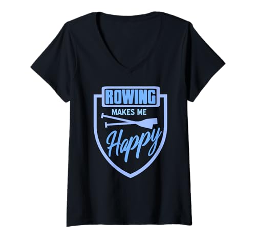 Damen Rudern Macht Mich Glücklich Wassersport Spruch Team T-Shirt mit V-Ausschnitt Damen Rudern Macht Mich Glücklich Wassersport Spruch Team T-Shirt mit V-Ausschnitt von Crew Lifestyle und Sportfreunde