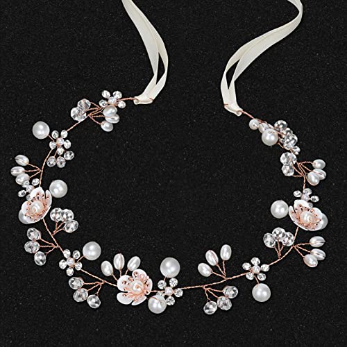 Haarschmuck Kommunion Mädchen,Haarbänder für Mädchen Blumenkranz Haare Kinder Haarschmuck Hochzeit Mädchen Haarschmuck Blumen Braut Haarschmuck Perle Stirnband von Crewell