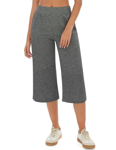 Crewhpo Jogginghose Damen 3/4 Lang Freizeithose High Waist mit Taschen Einfarbige Sporthose Locker für Frauen Sweathose Trainingshose Yogahose für Sommer von Crewhpo