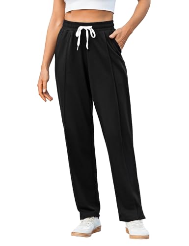 Crewhpo Jogginghose Damen Sporthose Lang Baumwolle Baggy Trainingshose Sweathose High Waist Laufhose Gerade Freizeithose für Jogging Sport Yoga Gym von Crewhpo
