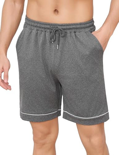 Crewhpo Pyjamahose Kurz Herren Schlafanzughose Kurze Baumwolle Schlafhose Schlafshorts Sommer für Männer Unifarbene Bermudahose Loungewear mit Taschen von Crewhpo