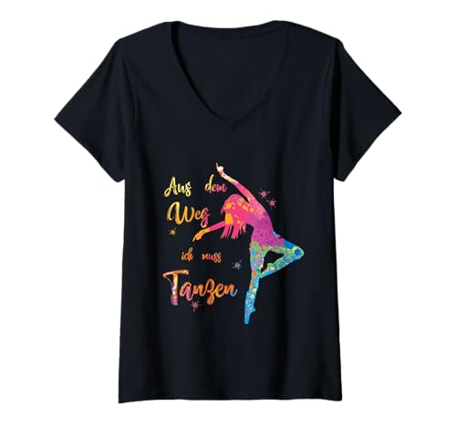 Damen Aus dem Weg ich muss TANZEN - Party JGA Feier Dance Crew T-Shirt mit V-Ausschnitt Damen Aus dem Weg ich muss TANZEN - Party JGA Feier Dance Crew T-Shirt mit V-Ausschnitt von Criban Fashion
