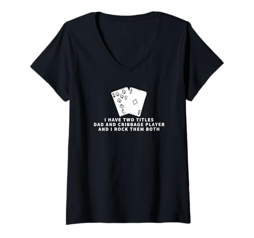 Damen Cribbage Player and Dad Proud Men Lustiges Cribbage T-Shirt mit V-Ausschnitt von Cribbage Gifts And Cribbage Boards Unique Designs