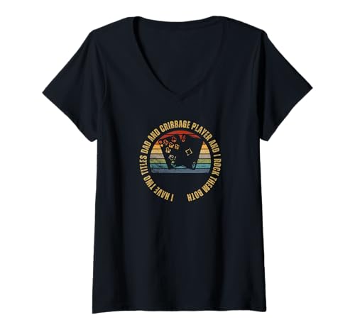 Damen Cribbage Player and Dad Proud Men Lustiges Cribbage T-Shirt mit V-Ausschnitt von Cribbage Gifts And Cribbage Boards Unique Designs