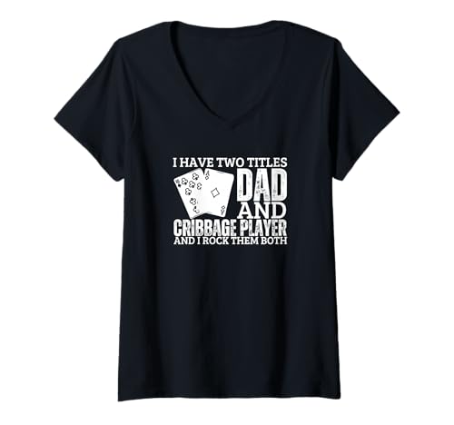 Damen Cribbage Player and Dad Proud Men Lustiges Cribbage T-Shirt mit V-Ausschnitt von Cribbage Gifts And Cribbage Boards Unique Designs