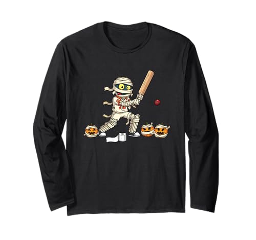 Lustiges Cricket-Mumien-Kürbis-Halloween-Kinder-Herren/Damen Langarmshirt Lustiges Cricket-Mumien-Kürbis-Halloween-Kinder-Herren/Damen Langarmshirt von Cricket Lovers Cute Halloween Outfits for Boy Girl