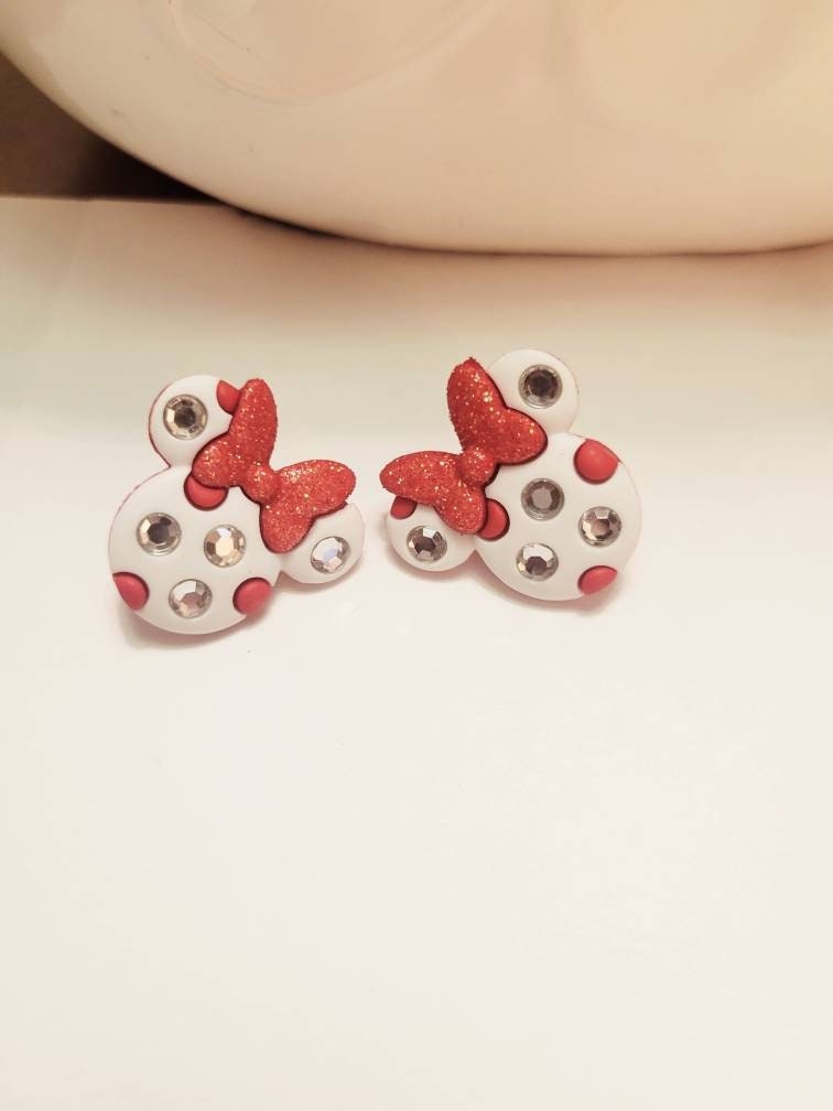 Glitter & Bling Minnie Maus Ohren Knopf Große Ohrstecker von CricketGigglesGifts