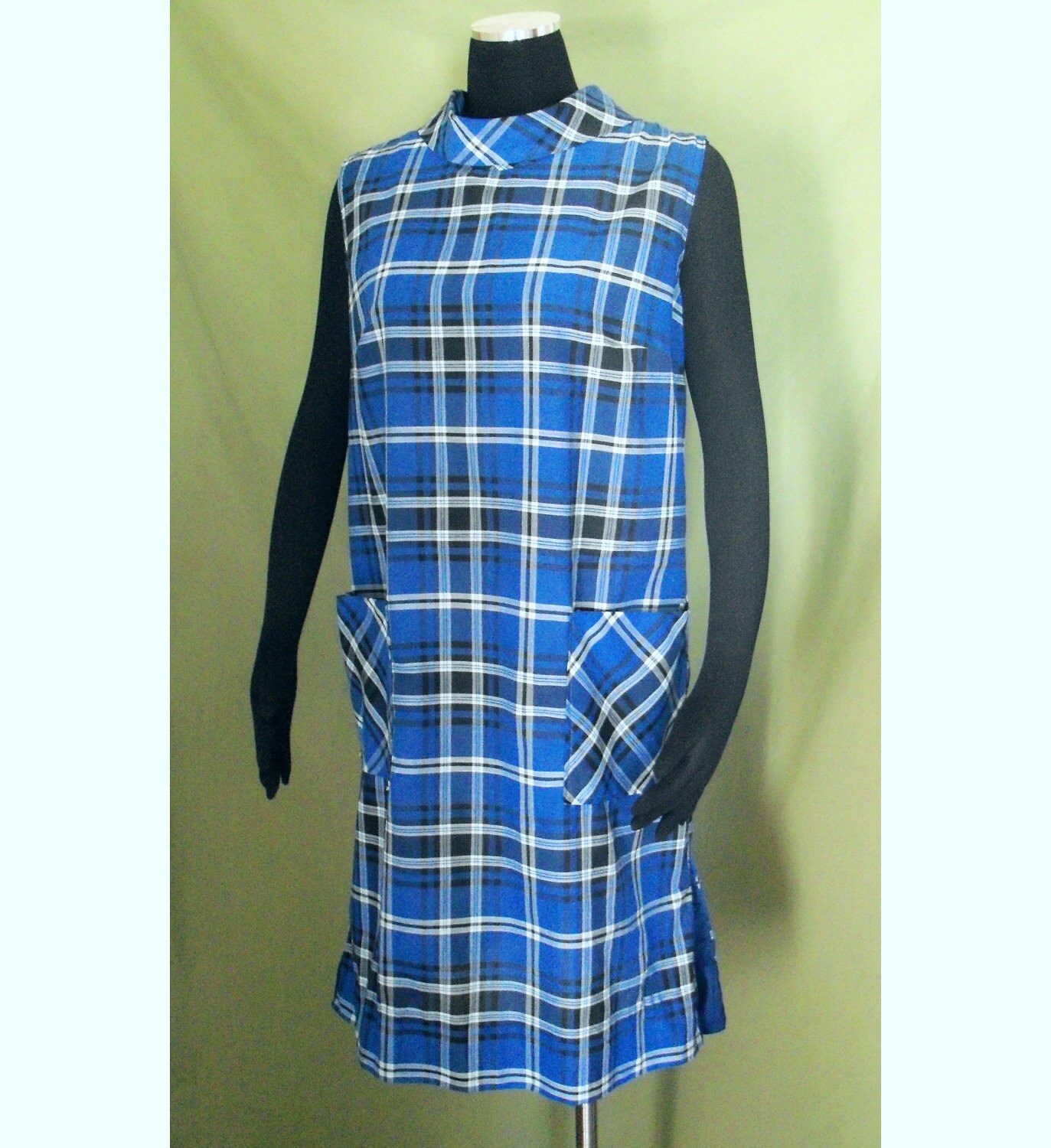 Blau Karierte Tagkleid Xl B46 Vintage 60Er Jahre Metall Reißverschluss Blau Karierte Tagkleid Xl B46 Vintage 60Er Jahre Metall Reißverschluss von CricketsVintageShop