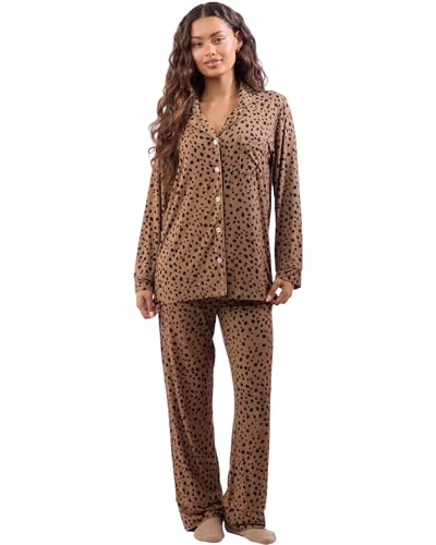 Crickle Daisy Pyjama-Sets für Damen, für Erwachsene, ultraweich, Lounge-, Nachtwäsche und Nachtwäsche, essentielle Damen-Pyjamas in den Größen XXS-XXL, Ein Leopard ändert seine Flecken nicht, XXL von Crickle Daisy