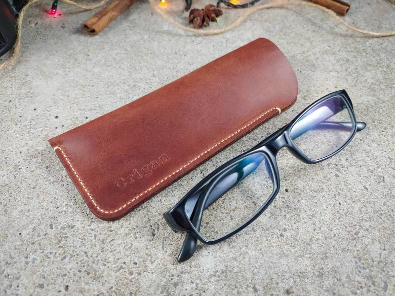Ledertasche Für Brillen, Crazy Horse Leder, Brillenetuis Aus Zubehörkoffer, Echtleder von CriganDesignStudio