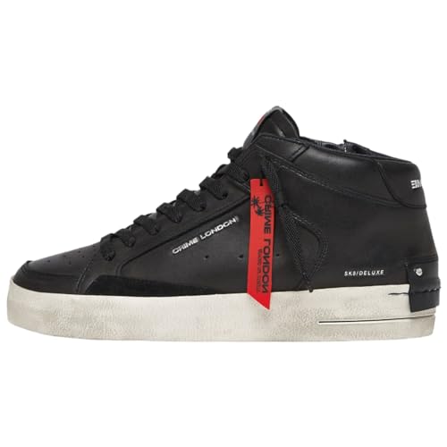 Crime London Art. SK8 DELUXE MID Herrenschuhe schwarz Leder, Schwarz , 42 EU von Crime London