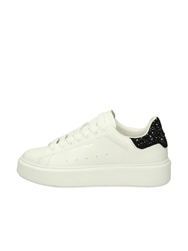 Crime London Damen Sneaker Elevate Weiß mit schwarzen Strasssteinen - 28706AA6B Elevate White - Größe, Weiß, 37 EU von Crime London