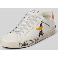 Crime London Ledersneaker mit Motiv-Print Modell 'DISTRESSED' in Weiss, Größe 40 von Crime London