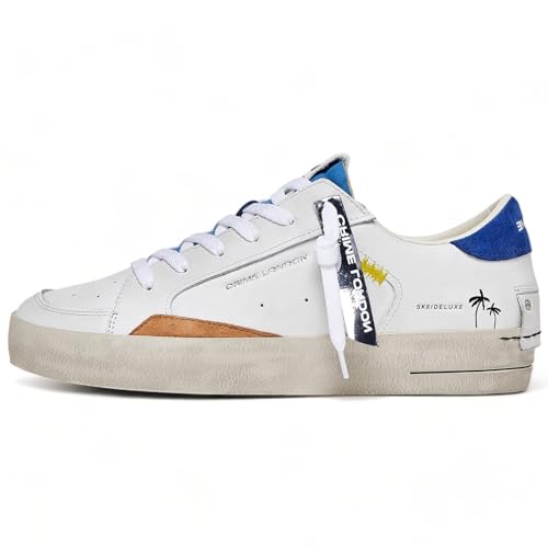 Sneaker Crime London Sk8 Deluxe in pelle white/ pacific blue US24CR02 17105PP6.10 42 von Crime London