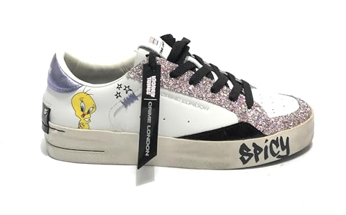Sneaker donna Crime London Sk8 deluxe in pelle white/ glitter D25CR06 88100AA7.55 39 von Crime London