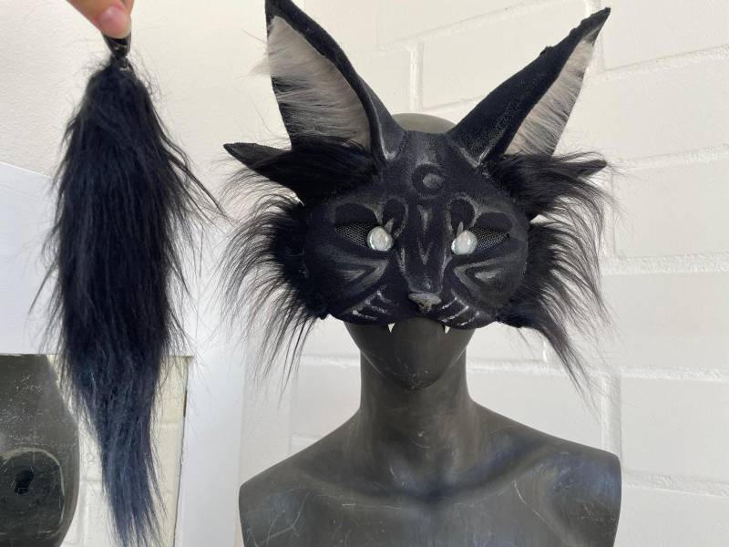 Therian Mask Moon Cat Magic With Tail von CrimsCreation