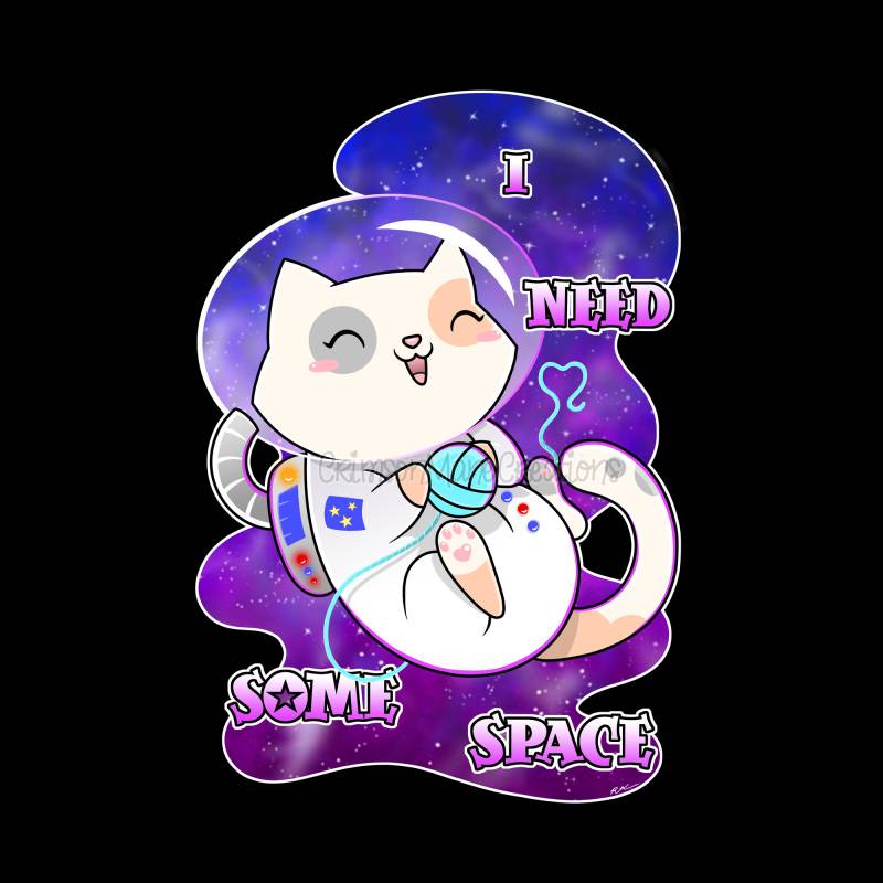 Space Cat Baumwoll-T-Shirt Kawaii Astronaut Kitty, Einzigartiges Handgezeichnetes Galaxie Design, Kinder Damen Herren von CrimsonManeCreations