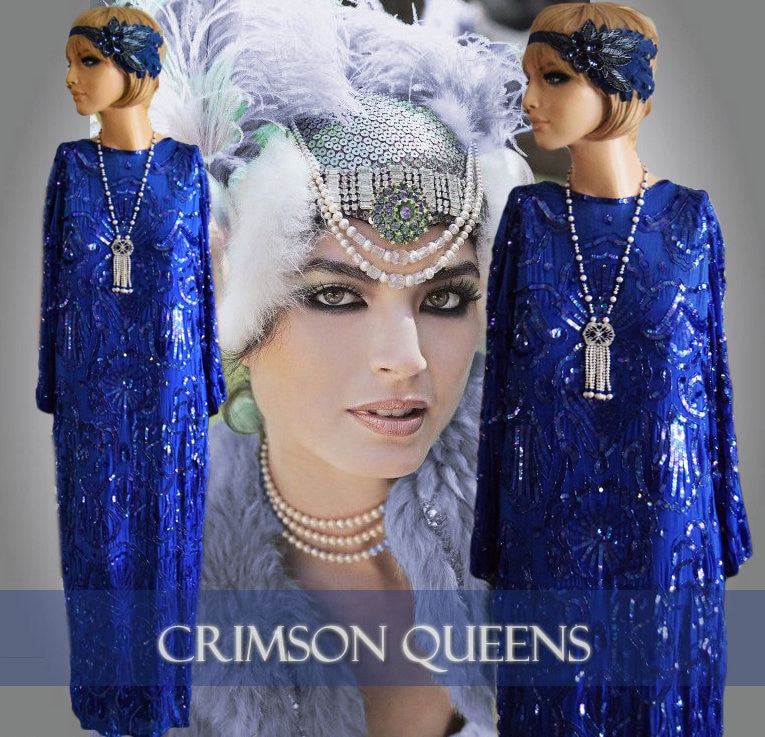 Art Deco Kleid Flapper 1920Er Jahre 20Er Blue Great Gatsby Perlenbesticktes Vintage Art Deco Kleid Flapper 1920Er Jahre 20Er Blue Great Gatsby Perlenbesticktes Vintage von CrimsonQueens