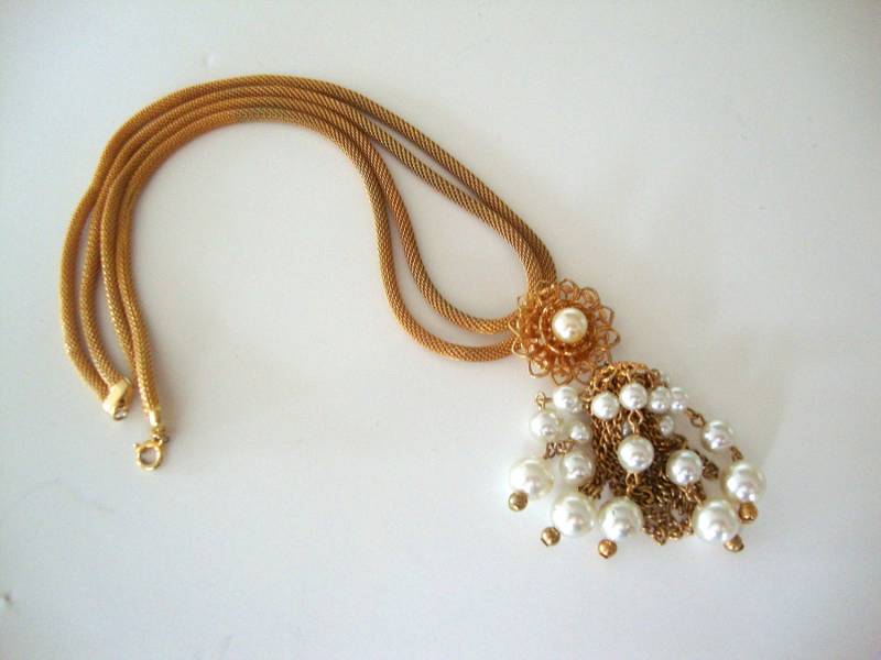 Anhänger Halskette Retro Vintage Braut Cha Hochzeit Modeschmuck von CrimsonVintique