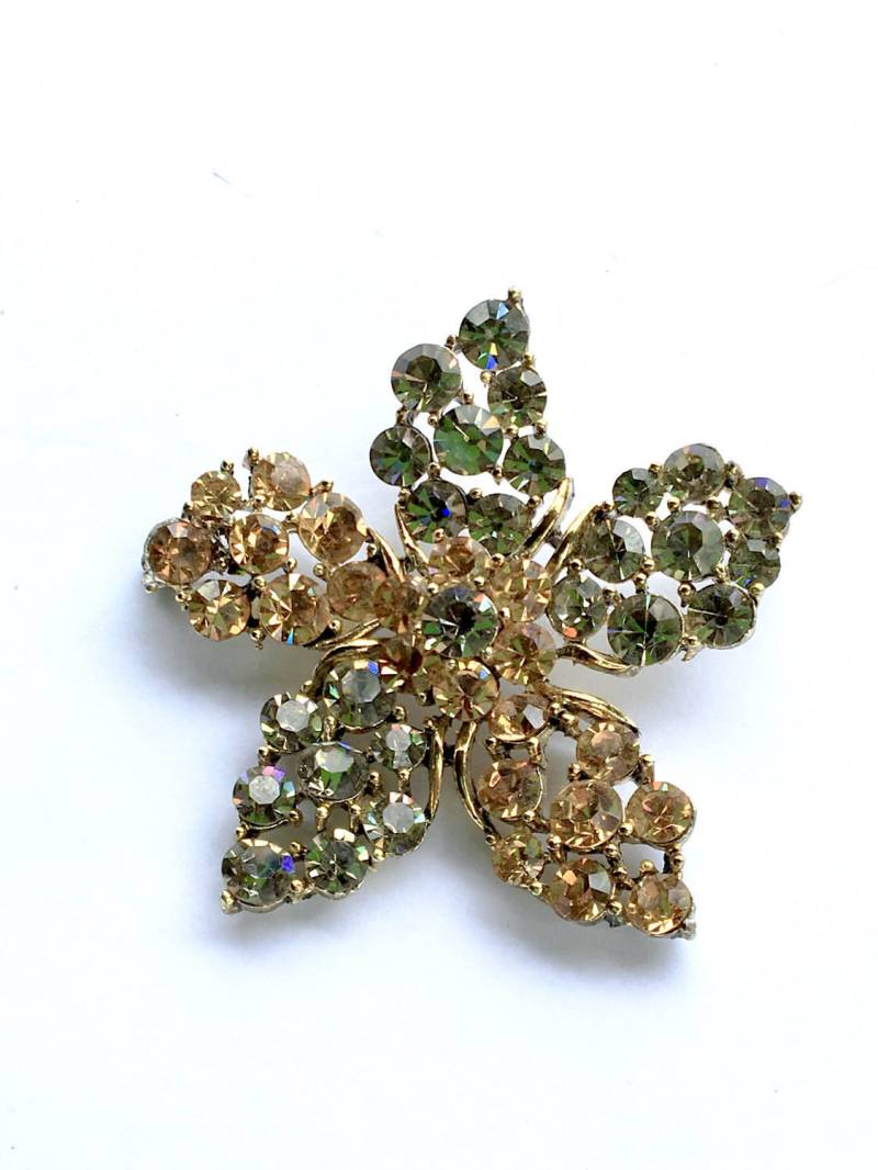 Bernstein & Grau Strass Sterne Brosche Upcycle Wiederzuverwenden Schmuck von CrimsonVintique