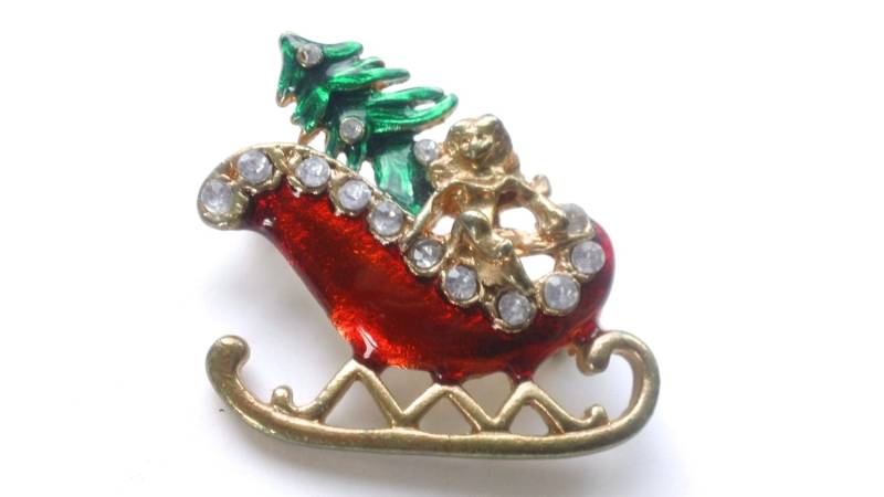Christmas Schlitten Engel Brosche Vtg. Sled Emaille Strass Urlaub Retro-Modeschmuck Christmas Schlitten Engel Brosche Vtg. Sled Emaille Strass Urlaub Retro-Modeschmuck von CrimsonVintique