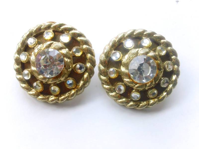 Narren Strass Anweisung Ohrringe Retro Glamour Modeschmuck von CrimsonVintique